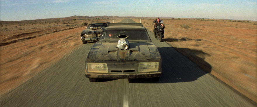Max's 1973 Ford Falcon dominates the highway in Mad Max 2: The Road Warrior
